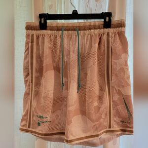 NWT Men's large Nike shorts, cream/brown, aqua, basketball, zip pocket
